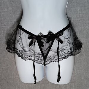 Lace Floral Garter Belt G-string Lingerie Sexy Suspender Sheer One Size NWOT